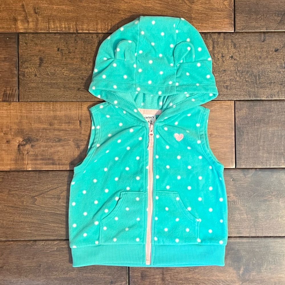 Carters Baby Girl 12M Fleece Vest With Hooded Bear Ears